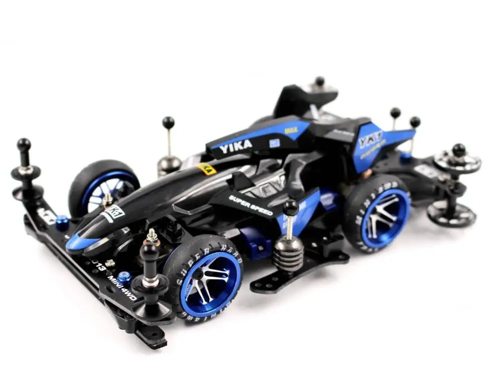 1/32 масштаб YANGKAI мини 4WD модель автомобиля MA шасси YIKA стрельба звезда/Avante кузов автомобиля с алюминиевым обновлением части набор - Цвет: black blue
