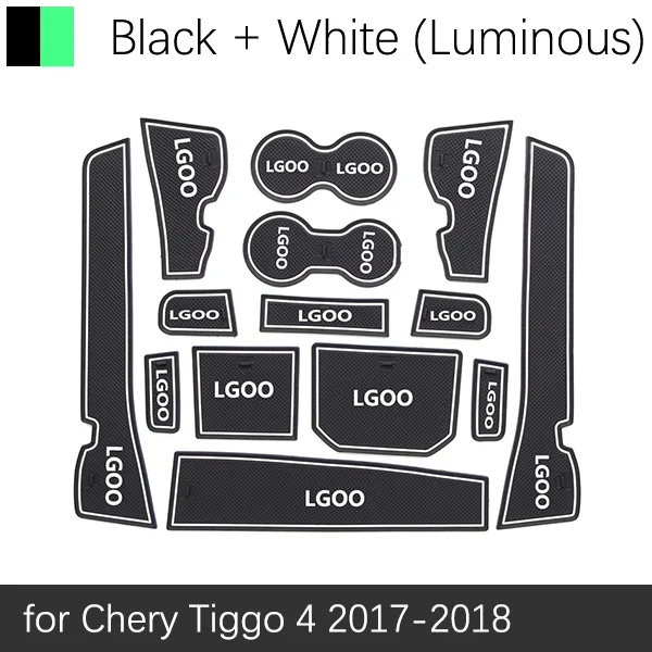 Anti-Slip Rubber Cup Cushion Door Groove Mat for Chery Tiggo 4 Tiggo4 Tiggo 5x 14Pcs Accessories mat for phone - Название цвета: White Luminous