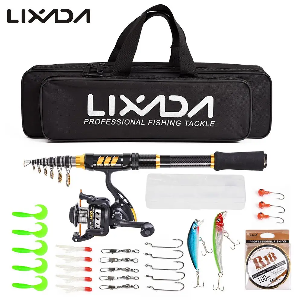 Комплект для спиннинга Lixada телескопическая удочка с катушкой леской 100 м