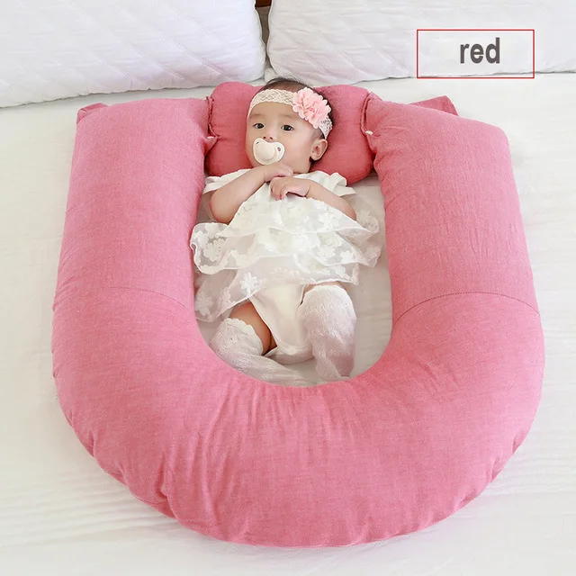Детская подушка u-образная Подушка для кормления грудью подушка для малыша позиционер сна Анти-ролл Подушка для позиционирования сна - Цвет: red