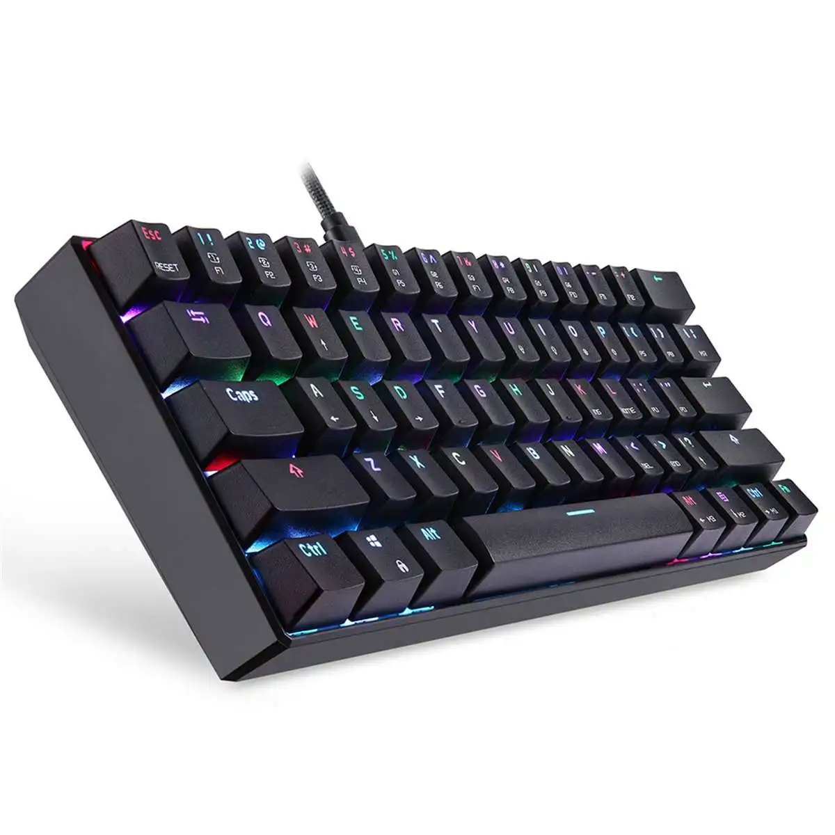 Motospeed CK61 61-Key type-C USB Проводная клавиатура Съемная NKRO RGB светодиодный Механическая с подсветкой игровая клавиатура настольный для Android