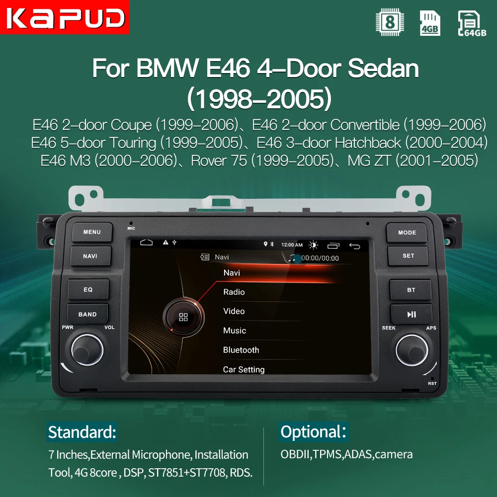 Автомагнитола kapud на android 10 0 мультимедийный стерео проигрыватель для BMW 3 серии E46