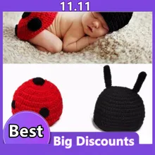 Costume coccinelle pour nouveau né, accessoires de photographie, chapeau + Cape en tricot Crochet, vêtements mignons pour bébé, 2 pièces/ensemble 