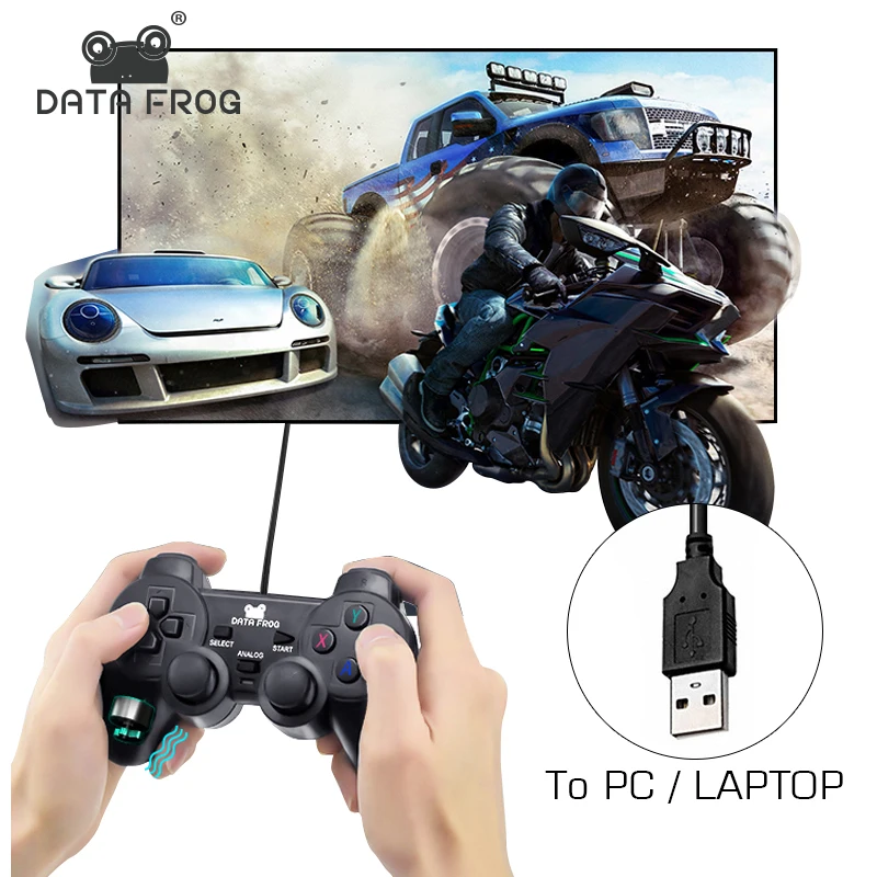 Проводной USB-джойстик Data Frog для ПК с вибрацией WinXP/Vista/Win7/Win8/Win10 | Электроника