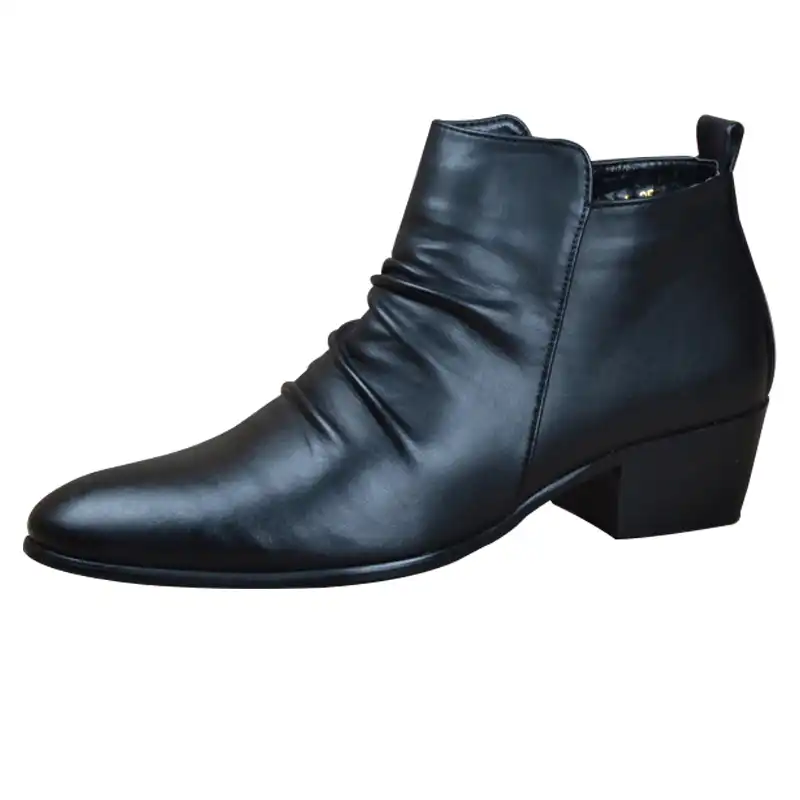 ファッション本革メンズアンクルブーツ高トップスーツ靴黒のドレスブーツ春秋のレザーシューズ男性の革ブーツ ベーシックブーツ Aliexpress