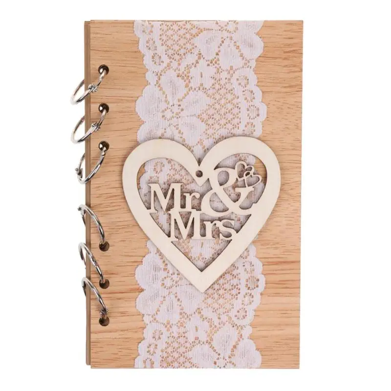 Mr and Mrs Свадебные книги для гостей деревянные ретро полые кружева ноутбук знак имени доска подарки свадебное дерево Персонализированная книга для гостей 177*105*12 мм - Цвет: Mr and Mrs