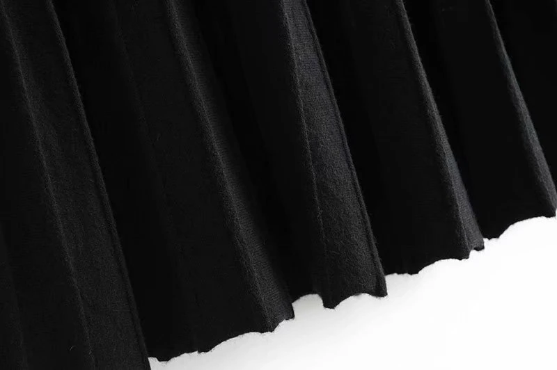 Women High Waist Knit Pleated Skirts Autumn Winter Bottoming Solid Color Party Long Skirts ZA6186