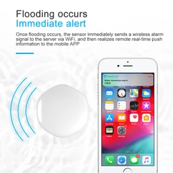 ICREATIVE Smart WiFi Water Leakage Alarm Independent  Water Leak Sensor Detector Flood Alert Overflow Security Alarm System Tuya