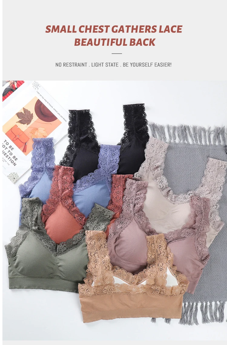 One Piece Sexy Lingerie For Women Tube Top Bra Seamless Lace Brassiere Women's Sports Bra Fashion Crop Top Female Underwear Tops