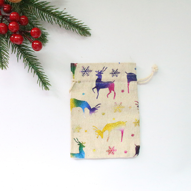 Bird New Year Bag Jewelry Sachet Packing Organizer Christmas Pouches 10Pcs/Lot Santa Gift Drawstring Bag Can Print Logo