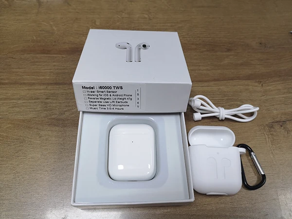 i60000 White case I60000 TWS 1:1 Беспроводной Bluetooth гарнитуры pk w1 чип i10 i20 i30 i60 i200 i500 i5000 i9000 TWS для iPhone Android TWS i60000 - Цвет: i60000 White case