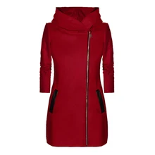 Зимнее женское пальто повседневное теплое пальто с длинным рукавом на молнии с капюшоном в винтажном ретро-стиле Женское пальто