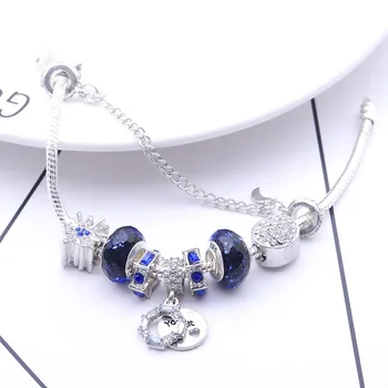 

February 14 new romantic love blue starry sky Pandora bracelet DIY creative bright firework beaded jewelry