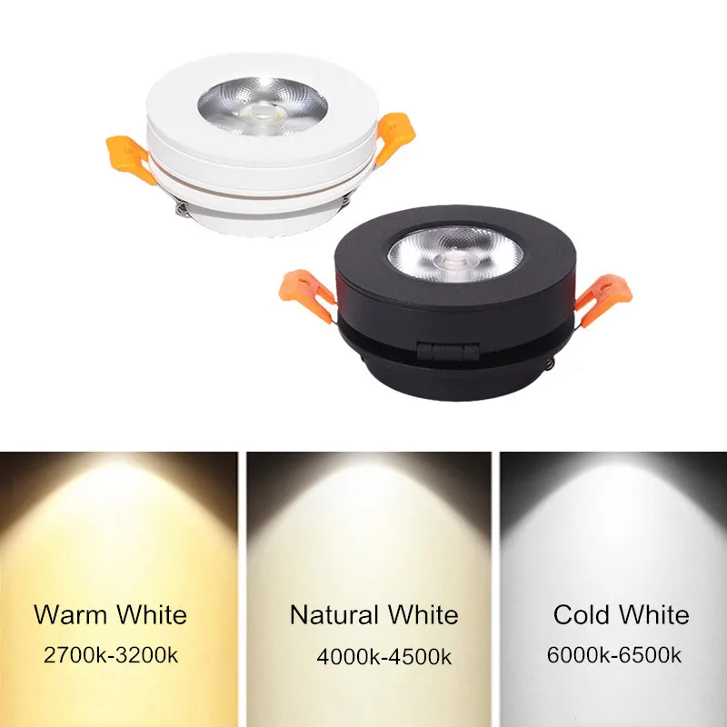

360 Angle Adjustable Dimmable Recessed Downlight Ceiling Lamp 10W 12W 15W LED COB Spot Light AC85-265V Ceiling Light