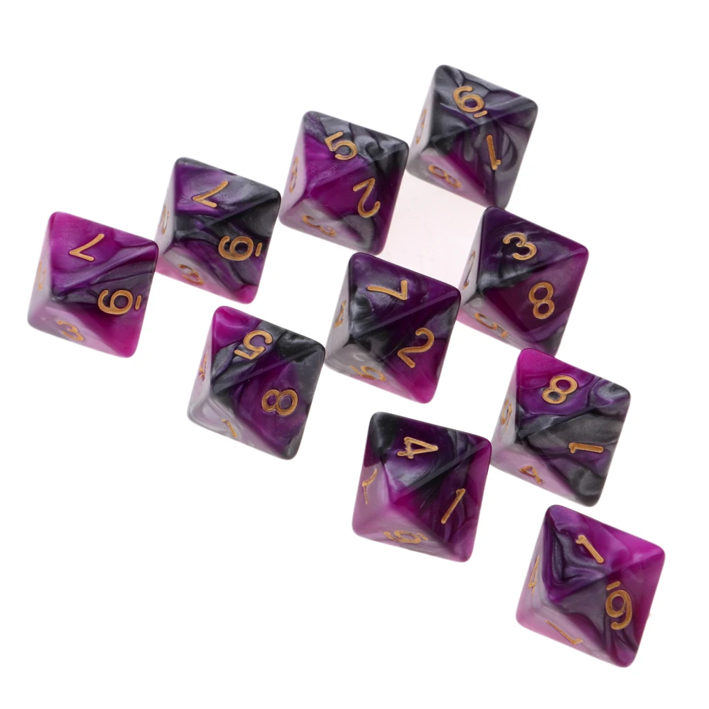10 Pieces Polyhedral Dice Set Multi-sided Dice D8 for TRPG D& Dragons Game 8-sided Dice Set 