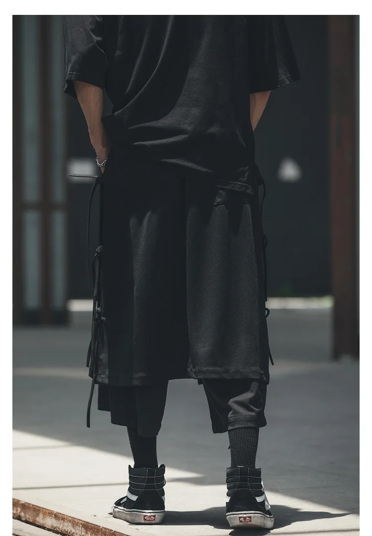 2021 primavera e verão solto moda multi-funcional escuro samurai calças octuple