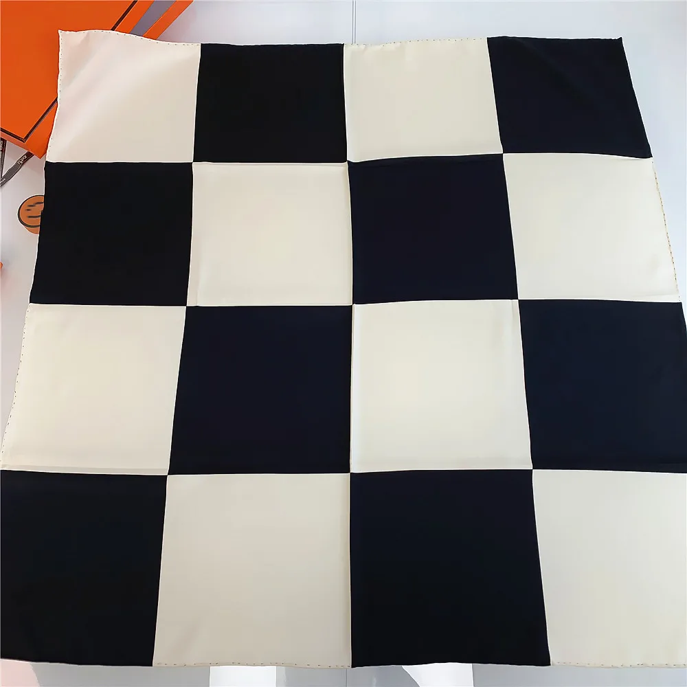 

Ручная работа, саржевый шелковый шарф, Женский клетчатый закругленный квадратный шарф в стиле пэчворк, обтягивающий шарф, женские шарфы, хиджаб