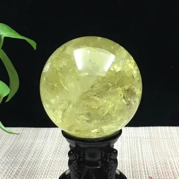 

80mm Rare Natural Clear Citrine Crystal Sphere Ball Healing With Base for home decorative