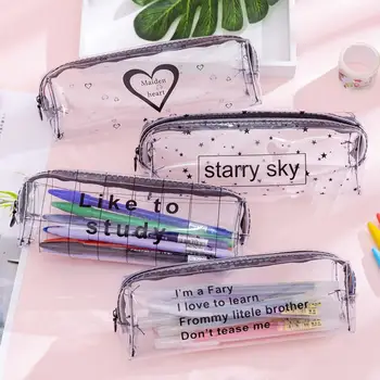 

1pc Creative Transparent Letter Star School Pencil case Large Capacity pencil box Storage bag Stationery gift School Supplies