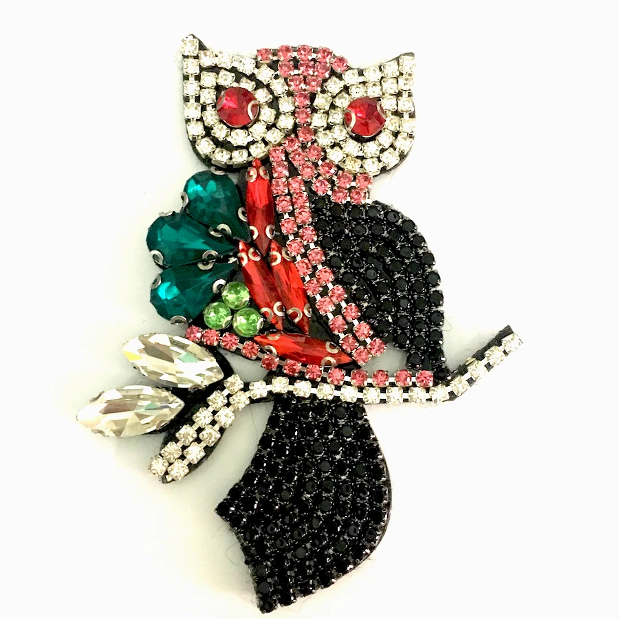 1 шт. милый маленький Сова Птица нашивки со стразами и бисером ручной работы