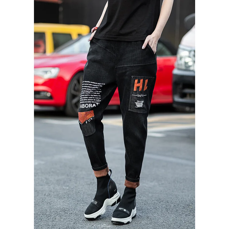 Max LuLu, корейские модные женские зимние меховые джинсы, женские лоскутные шаровары, плотные джинсовые брюки, теплые уличные брюки размера плюс
