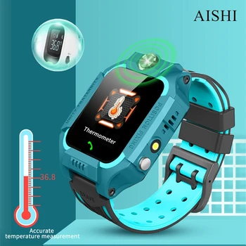 

AISHI Q19T Thermometer Kids Smart Watch for LBS Tracker SmartWatch SOS Call for Child Anti Lost Body Temperature Monitor VS Q19