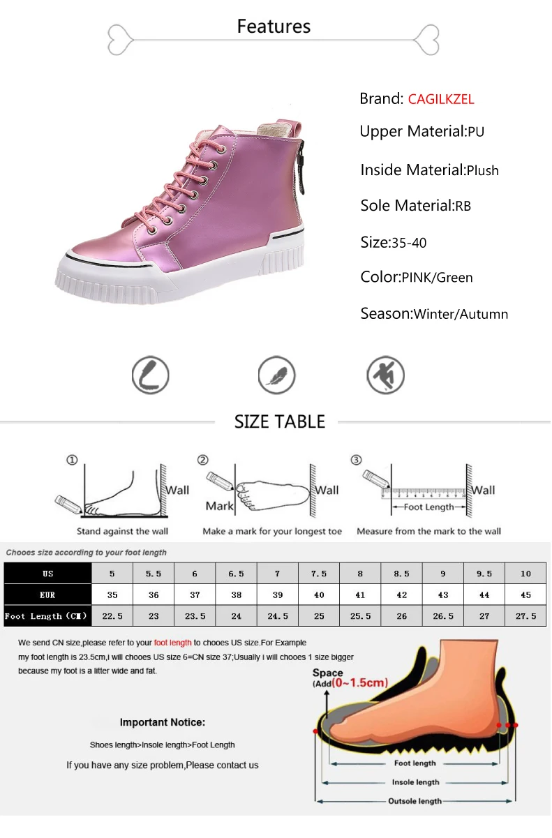 CAGILKZEL 2019 Winter Shoes Woman Boots Warm Fur Plush Sneakers Women Ankle Pink Boots Women Lace-up Ladies Shoes (2)