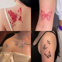 15 Sheets Sexy Men Women Temporary Tattoos Clavicle Waterproof Butterfly Tattoo Stickers Party Decals Flower