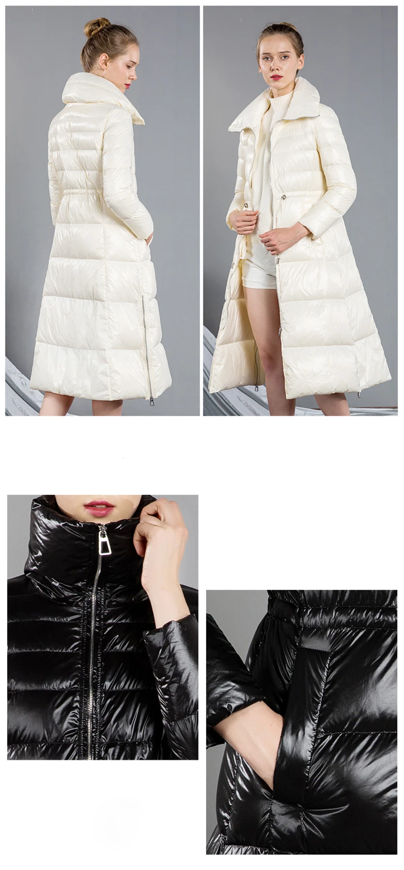 Новинка, корейский стиль, женский зимний пуховик, пальто, Тонкая зимняя длинная Стильная верхняя одежда для девушек, 90% белый утиный пух, пальто