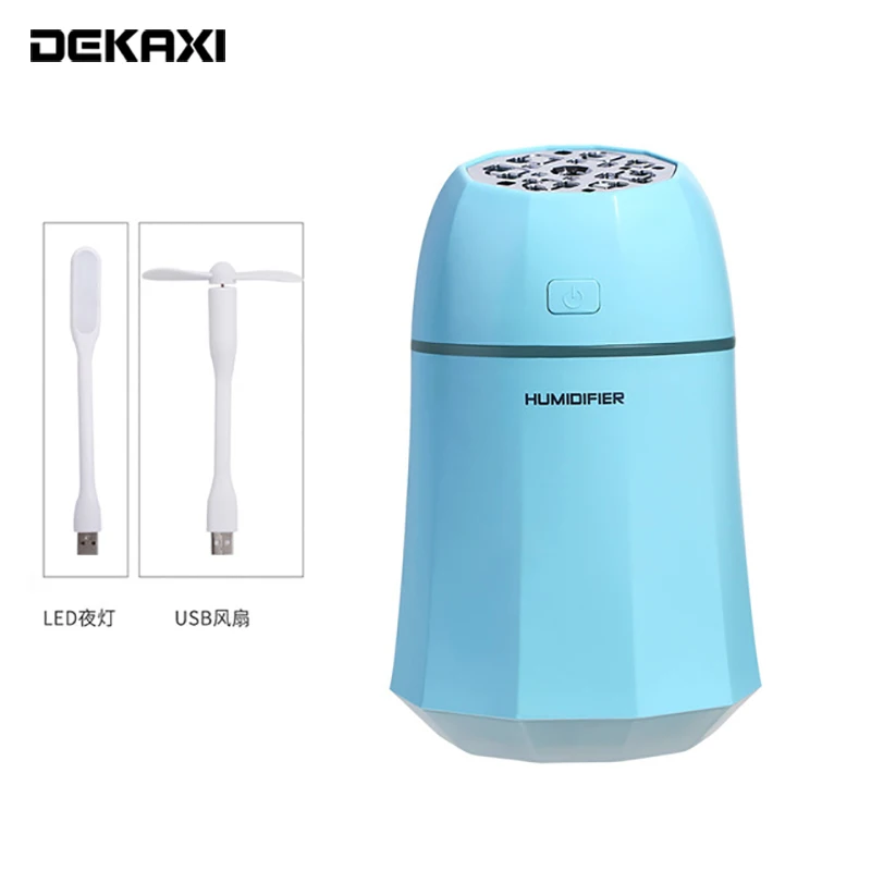 DEKAXI USB Настольный креативный увлажнитель воздуха с мини-вентилятором и ночной лампой портативный автомобильный паровой увлажнитель воздуха кулер чистый воздух для дома