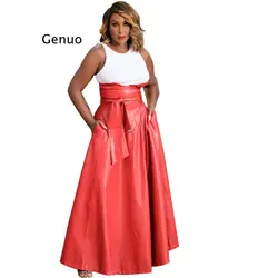 2022 Europe and The United States Sexy Fashion Pu Leather Split Half-Length Large Skirt Half-Length Skirt Female 4 Colors