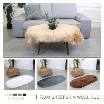 

Wool Carpet Floor Fluffy Rugs Wool Carpet Decoration Bedroom Home Multicolored Living Room Mat Warm Sofa Chair