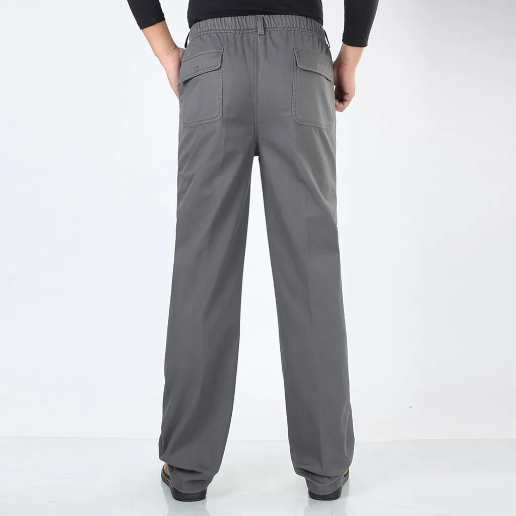 Womail Men's Pant Autumn Loose Business Casual Straight Pant Male leisure trouser elastic middle-aged pant Straight trouser P108