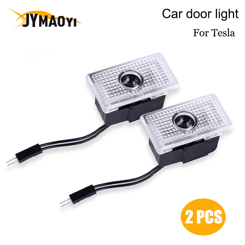 

JYMAOYI 2 pcs LED Car Door light Projection lamp Welcome Light Courtesy Ambient Warning light For Tesla MODEL 3 MODEL S MODEL X