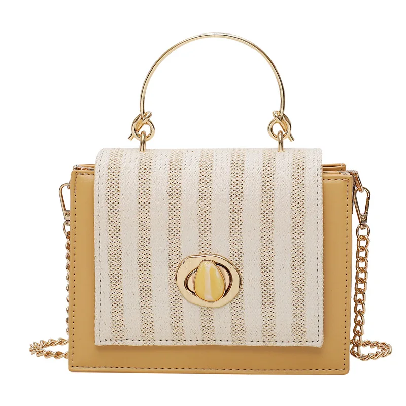 

New Korean Edition Woven Woman Bag Mini Slant Small Square Bag Single Shoulder Hand-held Chain Purses and Handbags