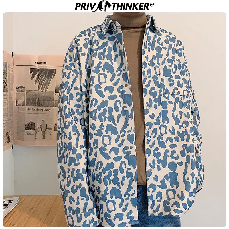 Privathinker,, мужские, женские, леопардовые, Япония, утолщенные, теплые рубашки, мужские, s, осень, зима, Рубашки, Топы, мужские, повседневная, модная одежда в стиле хип-хоп