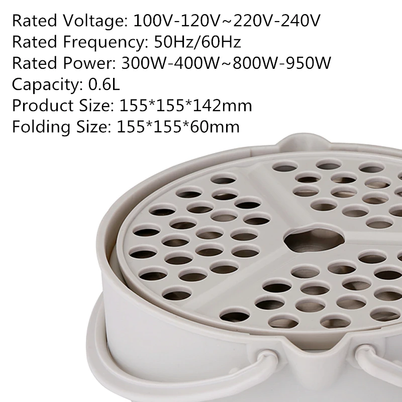 Mini Portable Foldable Electric Multifunctional Steaming Stewing Hot Pot 2 In 1 Silica Gel Saucepot Electric Kettle& Steamer