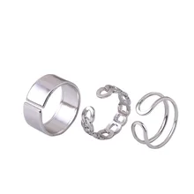  European and American Hip Hop Street Ring Personality Wide Face Open Index Finger Ring Chain Buckle Joint Ring Tail Ring 