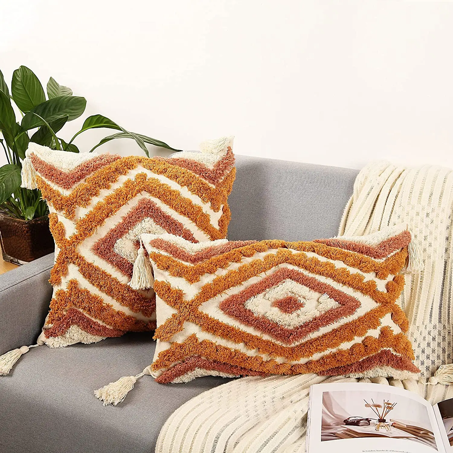 Boho Decorative Pillow Covers  Boho Farmhouse Throw Pillows