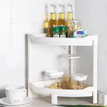 

OUNONA Corner Triangle Drain Rack Multi-functional Double Layer Storage Rack Seasoning Organizer Storage Shelf for Kitchen