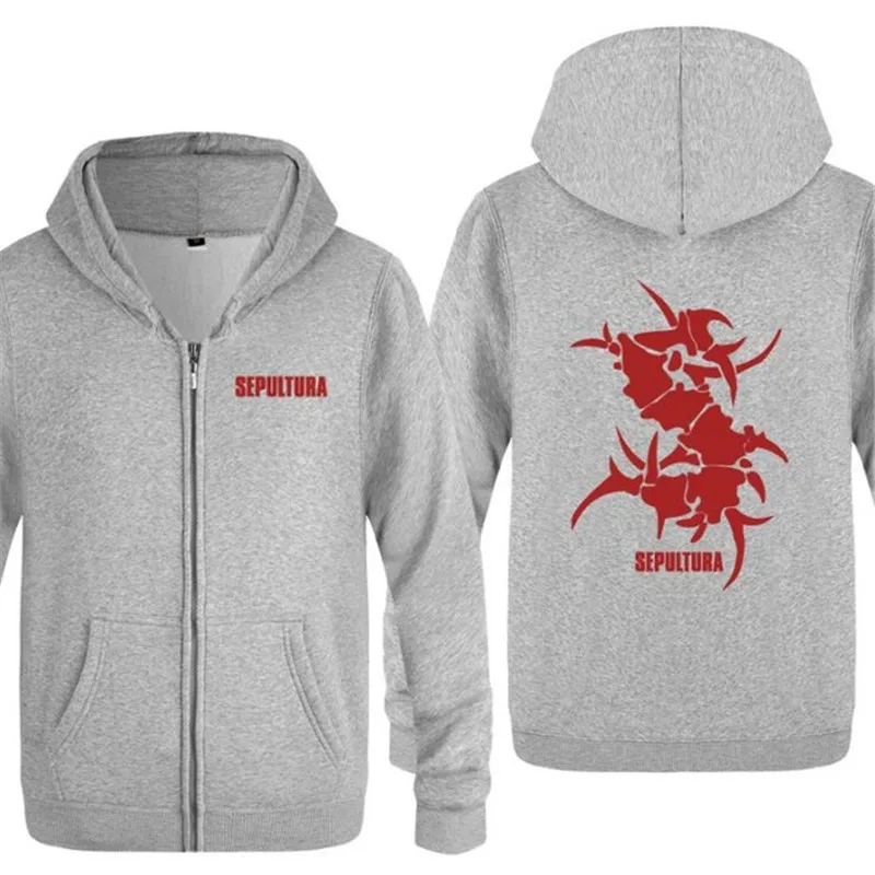 gray hoodie 15 Мужская толстовка с капюшоном Rock Sepultura, толстовки с принтом, мужские флисовые толстовки в стиле хип-хоп с длинным рукавом, куртка на молнии, пальто, толстовка, костюм для катания на коньках, большие размеры - Цвет: gray hoodie 15