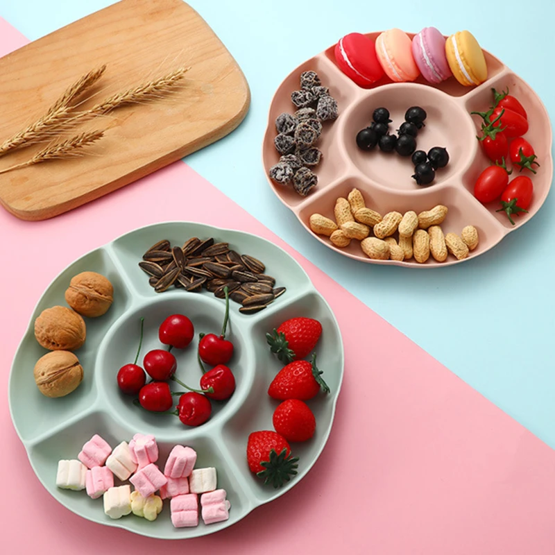 Multi-Function Plastic Fruit Plate Dessert Tray Plate Snack Dish 6 Compartments High Quality Christmas Tree Shape Candy Dish