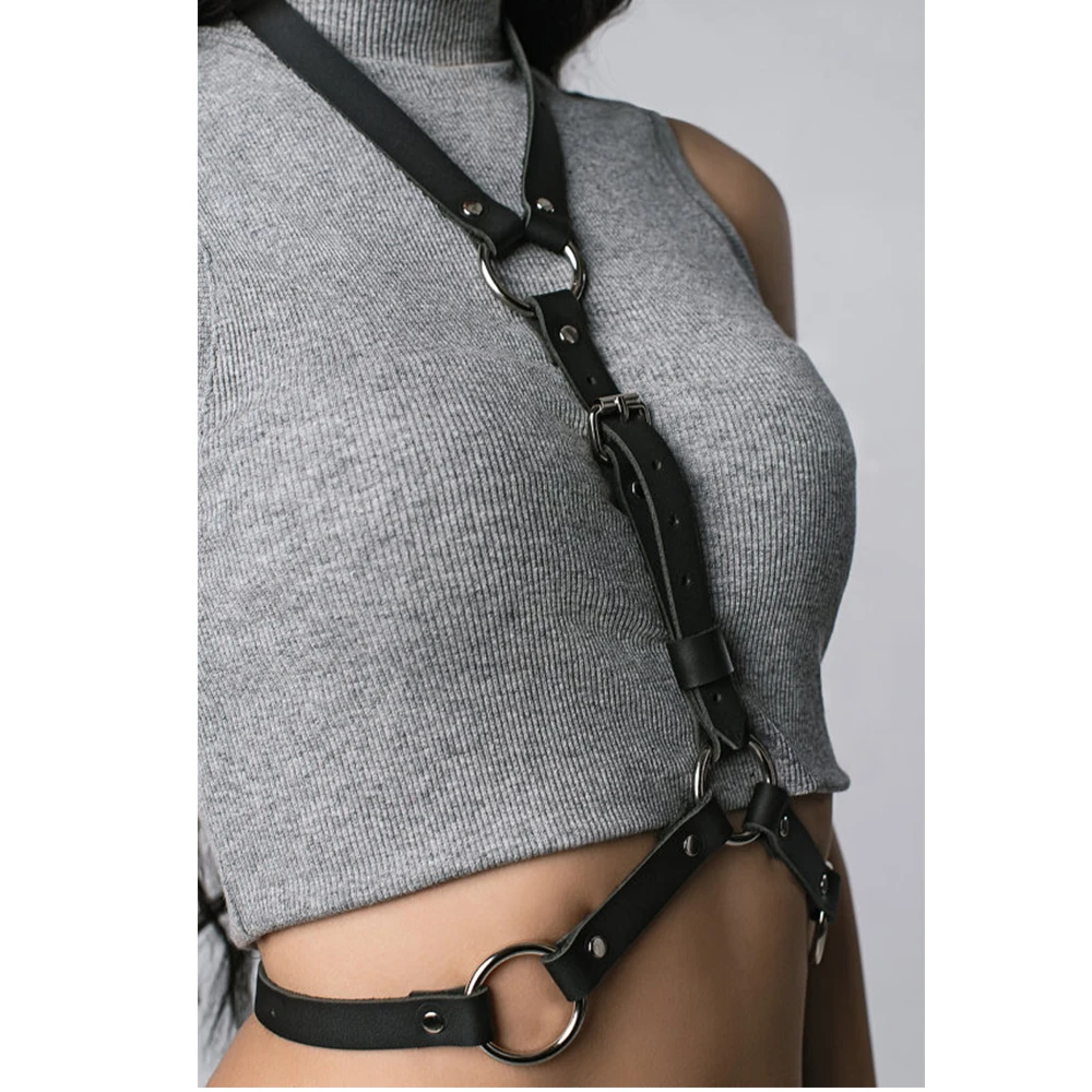 

New Fashion Women Sexy Body Belt Faux Leather Harness Body Bondage Adjust Bra Harness Straps Garter Belt Suspenders