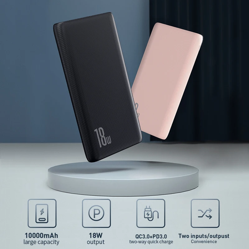 Preise Baseus Quick Charge 3,0 10000mAh Power Bank QC3.0 PD Typ C 10000 Power Tragbare Externe Batterie Ladegerät Für Xiaomi iPhone