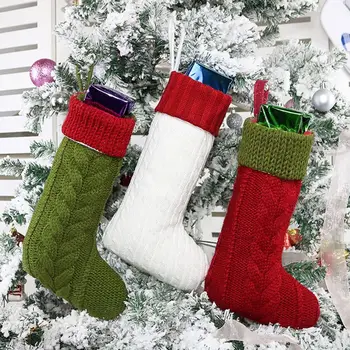 

3Pcs Christmas Stockings 7*12.7*5 in Cable Knit Knitted Xmas Stockings Rustic Personalized Stocking Decorations for Family