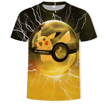 

Round neck casual children Pokemon t shirt men's anime costume 3d print cool boy girl short-sleeved t shirts camiseta masculina