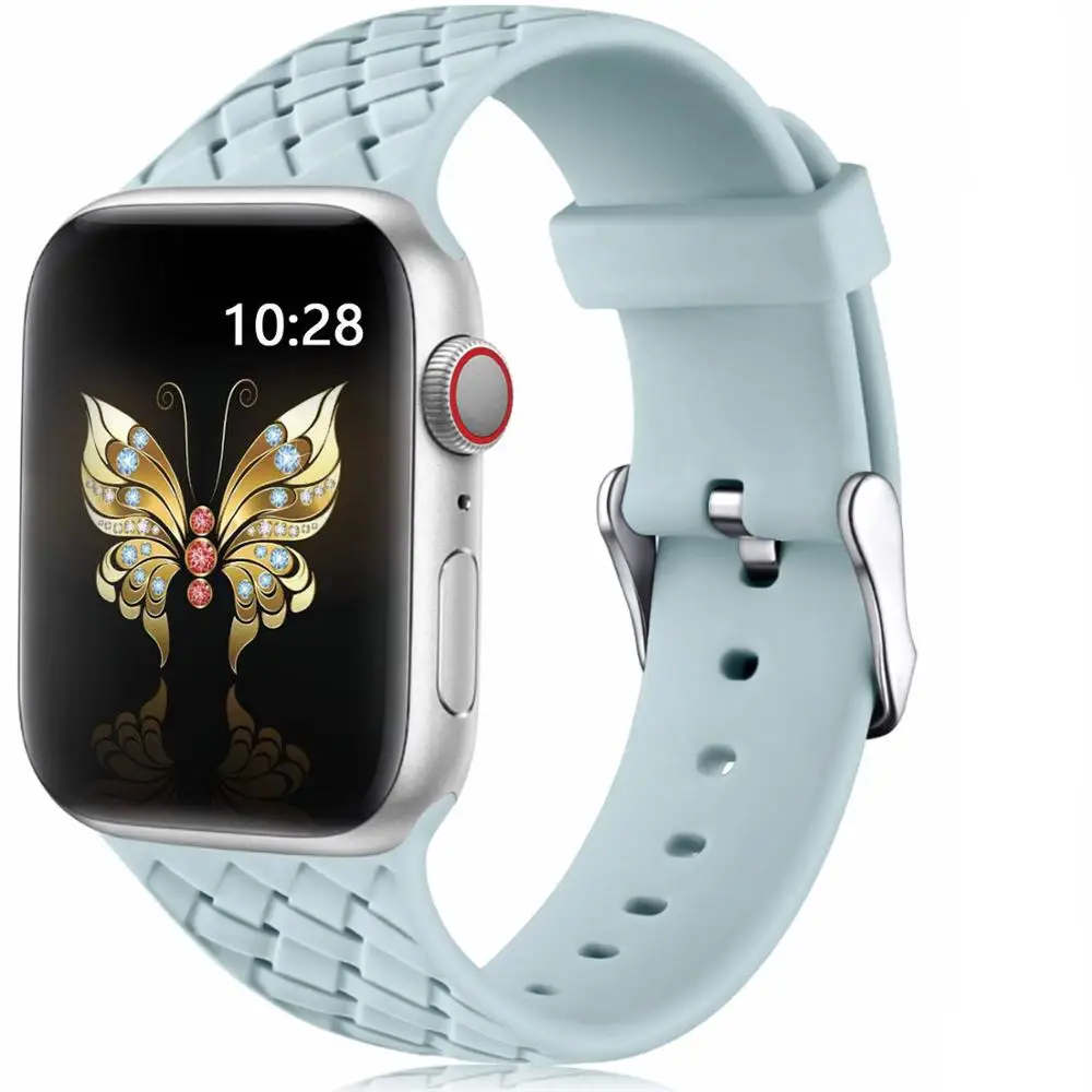Silicone Strap for Apple Watch 4 Band 44mm 40mm iWatch 42mm 38mm Woven Pattern Bracelet Watchband 5 3 2 1 | Наручные часы