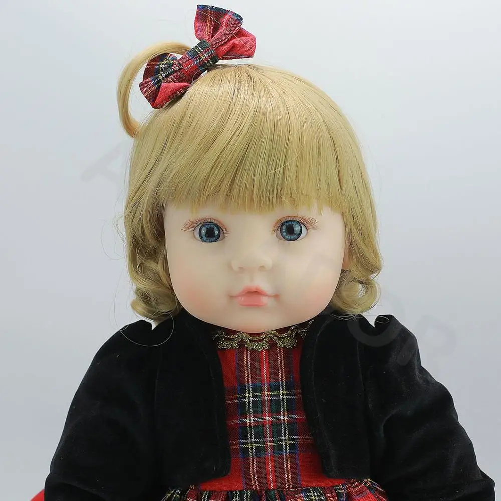 58cm Silicone Classic Houndstooth Princess Skirt Foreign Trade Simulation Reborn Baby Doll Soft Doll Silicone Reborn Baby Dolls