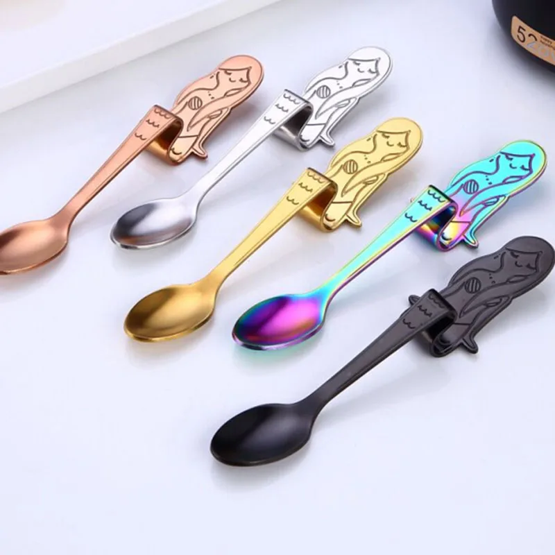 20 pack creative mermaid small coffee spoon stainless steel honey tea spoons for tea party novelty souvenir spoons
