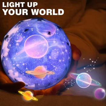 

Universe Planet Projector Lamp Universe Planet Moon Star Lamp LED Bluetooth Night Light Starry Sky Multifunctional USB Charger